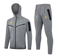 Brésil Ensemble Veste d'entraînement 2024/25 - Capuche Gris