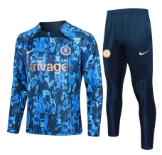 Enfant Chelsea Ensemble Sweat d'entraînement 2023/24 - 1-4 Zip Bleu Camouflage