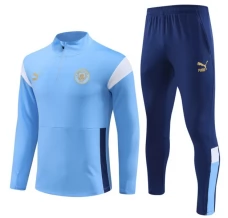 Enfant Manchester City Ensemble Sweat d'entraînement 2023/24 - 1-4 Zip Bleu