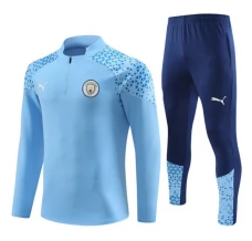 Enfant Manchester City Ensemble Sweat d'entraînement 2023/24 - 1-4 Zip Bleu