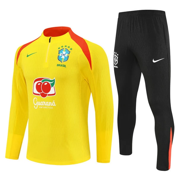 Ensemble Sweat d'entraînement Brésil Enfant 2025/26 - 1-4 Zip Jaune Ensemble Sweat d'entraînement Brésil Enfant 2025/26 - 1-4 Zip Jaune