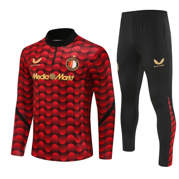 Ensemble Sweat d'entraînement Feyenoord Rotterdam Enfant 2025/26 - 1-4 Zip Rouge Ensemble Sweat d'entraînement Feyenoord Rotterdam Enfant 2025/26 - 1-4 Zip Rouge