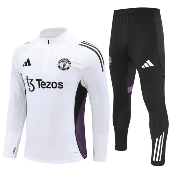 Ensemble Sweat d'entraînement Manchester United Enfant 2025/26 - 1-4 Zip Blanc Ensemble Sweat d'entraînement Manchester United Enfant 2025/26 - 1-4 Zip Blanc