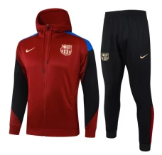 FC Barcelone Ensemble Veste d'entraînement 2024/25 - Capuche Rouge