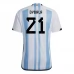 Maillot de Foot Coupe du monde 2022 Argentine Dybala 21 Tenue Domicile
