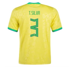 Maillot de Foot Coupe du monde 2022 Brésil T. Silva 3 Tenue Domicile