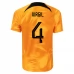 Maillot de Foot Coupe du monde 2022 Pays-Bas Virgil 4 Tenue Domicile