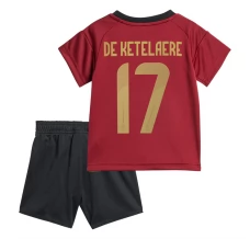 Maillot de Foot Euro 2024 Belgique De Ketelaere 17 Enfant Tenue Domicile