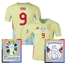 Maillot de Foot Euro 2024 Espagne Gavi 9 Tenue Extérieur Patch