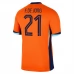 Maillot de Foot Euro 2024 Pays-Bas F.De Jong 21 Tenue Domicile