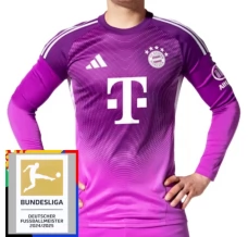 Maillot de Foot FC Bayern Munich Gardien Tenue Domicile Purple Bundesliga Champions Patch 2025/26 Manche Longue