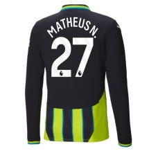Maillot de Foot Manchester City Matheus N. 27 Tenue Extérieur 2024/25 Manche Longue Maillot de Foot Manchester City Matheus N. 27 Tenue Extérieur 2024/25 Manche Longue