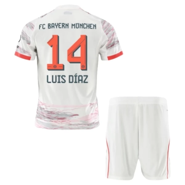 Maillot FC Bayern Munich Luis Díaz 14 Tenue Extérieur Enfant 2025/26 Maillot FC Bayern Munich Luis Díaz 14 Tenue Extérieur Enfant 2025/26