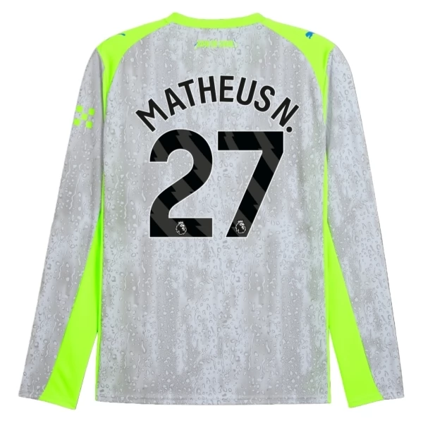 Maillot Manchester City Matheus N. 27 Tenue Third 2025/26 Manches longues Maillot Manchester City Matheus N. 27 Tenue Third 2025/26 Manches longues