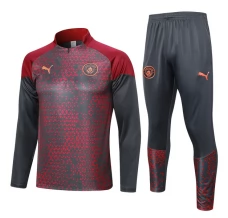 Manchester City Ensemble Sweat d'entraînement 2023/24 - 1-4 Zip Gris Rouge