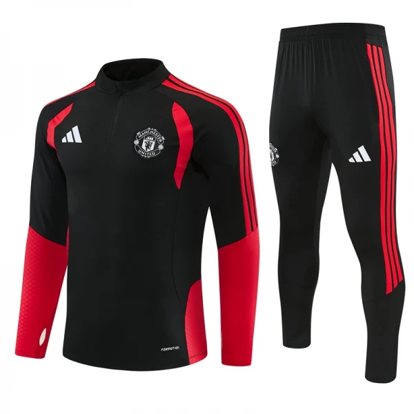 Survêtement Manchester United 2026/27 - 1-4 Zip Noir Rouge Survêtement Manchester United 2026/27 - 1-4 Zip Noir Rouge